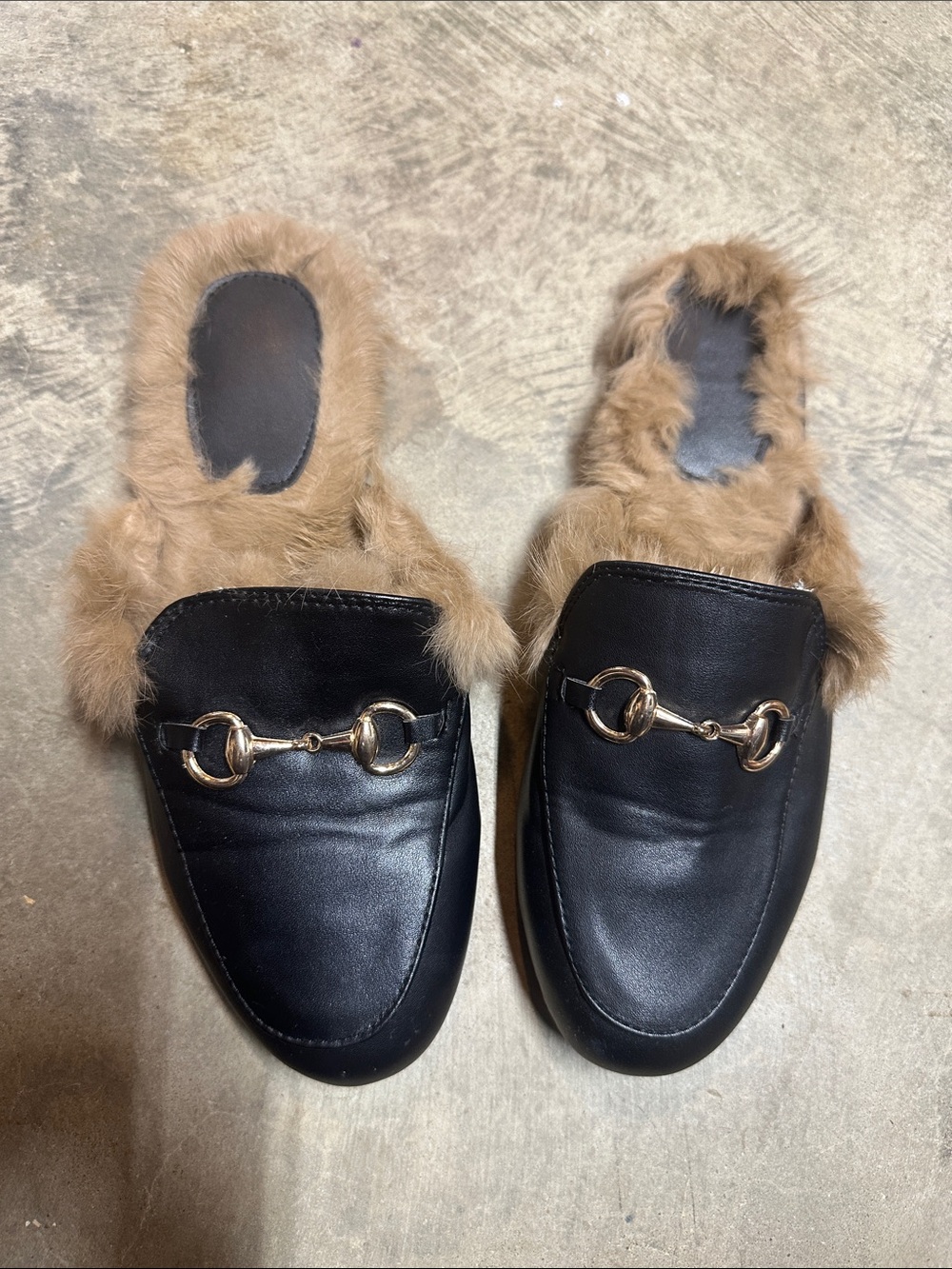 Black Faux Fur-Lined Slip-On Women’s Loafers